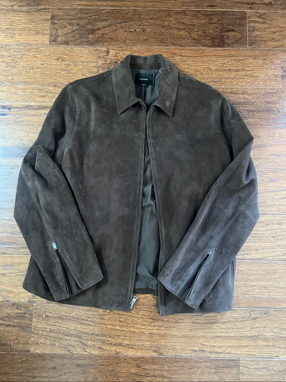 Vince Dark Brown Suede Bomber Jacket